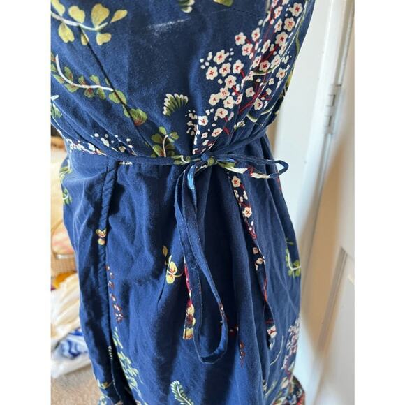 Boho Floral Cotton Wrap Dress – Blue Bird Print – Size Large by Solaris - Picture 4 of 14